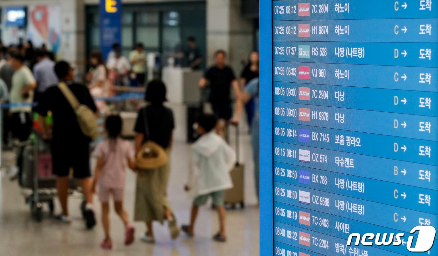 The arrival hall at Incheon International Airport Terminal 1. July 2, 2023. / Courtesy of News1