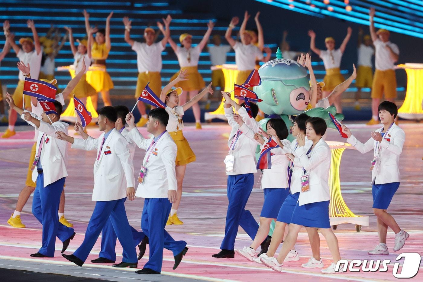 North Korean athletes participating in the 2022 Hangzhou Asian Games.