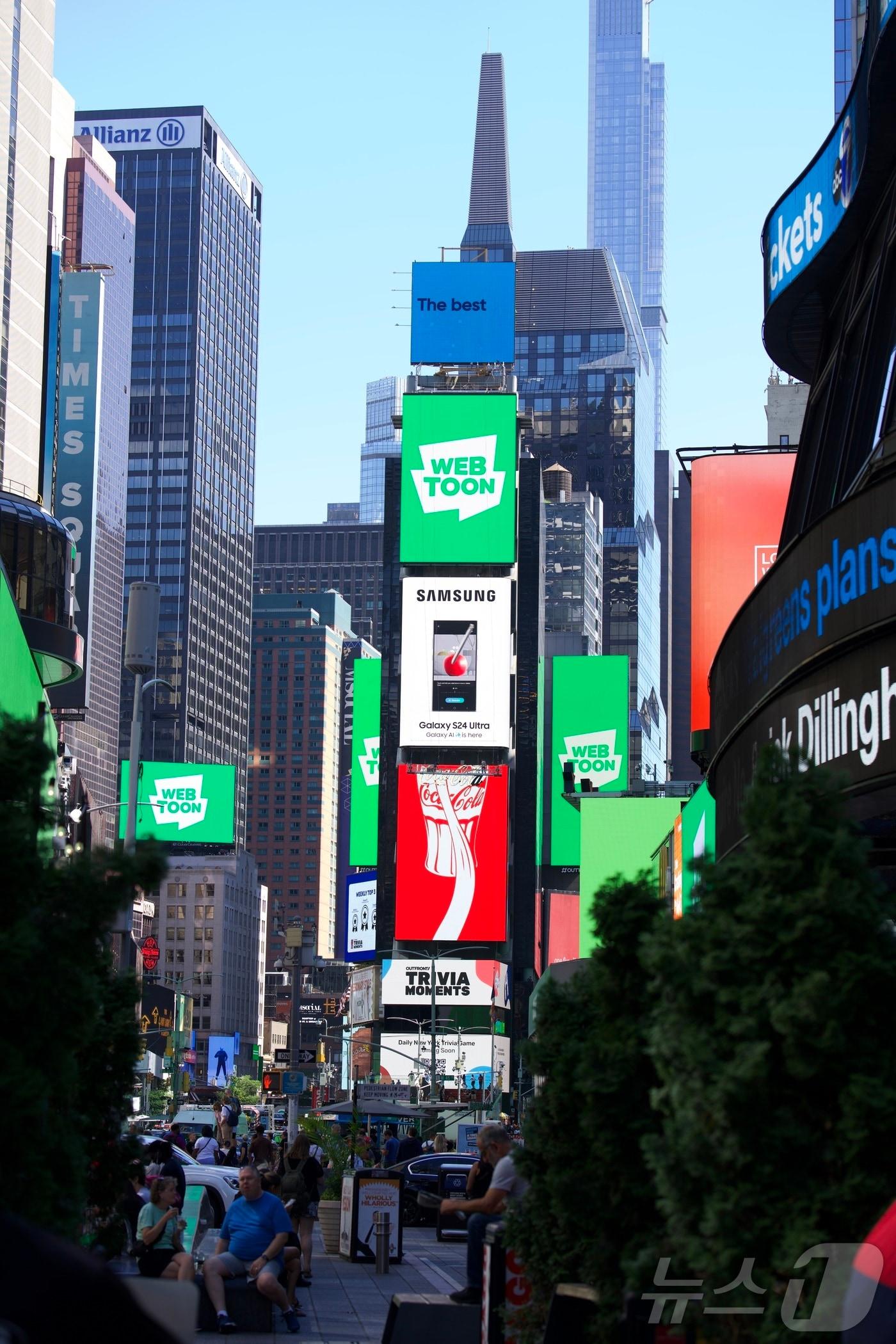 The Webtoon Entertainment logo displayed on a billboard in New York's Times Square (Provided by NAVER Webtoon) / News1