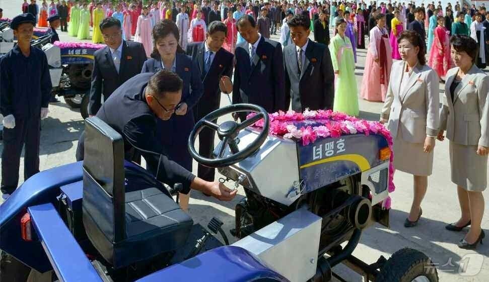 The Rodong Sinmun, the official newspaper of North Korea's Workers' Party, reported on Wednesday that Yemaeng organizations nationwide prepared small tractors to mark the 80th anniversary of the party's founding and delivered them to the Wolrang Farm in Anbyon County / Rodong Sinmun