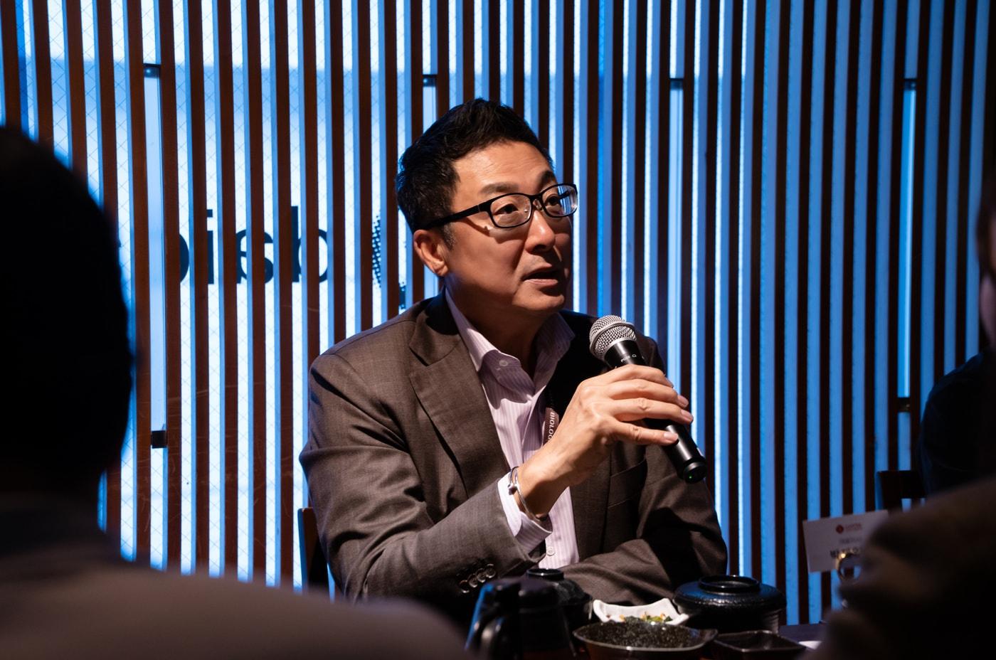 James Park, CEO of Lotte Biologics, explains the company&#39;s participation in BioJapan 2025 during a press conference held in Yokohama, Japan on Thursday &#40;Provided by Lotte Biologics&#41; / News1