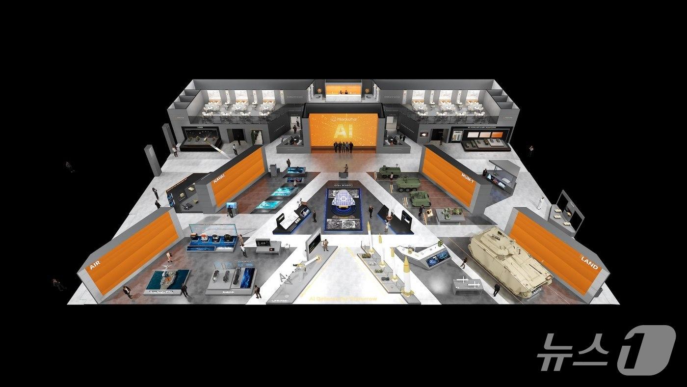 Bird&#39;s-eye view of the Hanwha booth at the Seoul International Aerospace and Defense Exhibition &#40;ADEX&#41; 2025, held at KINTEX in Goyang, Gyeonggi Province from the October 20 to 24 / Provided by Hanwha Aerospace