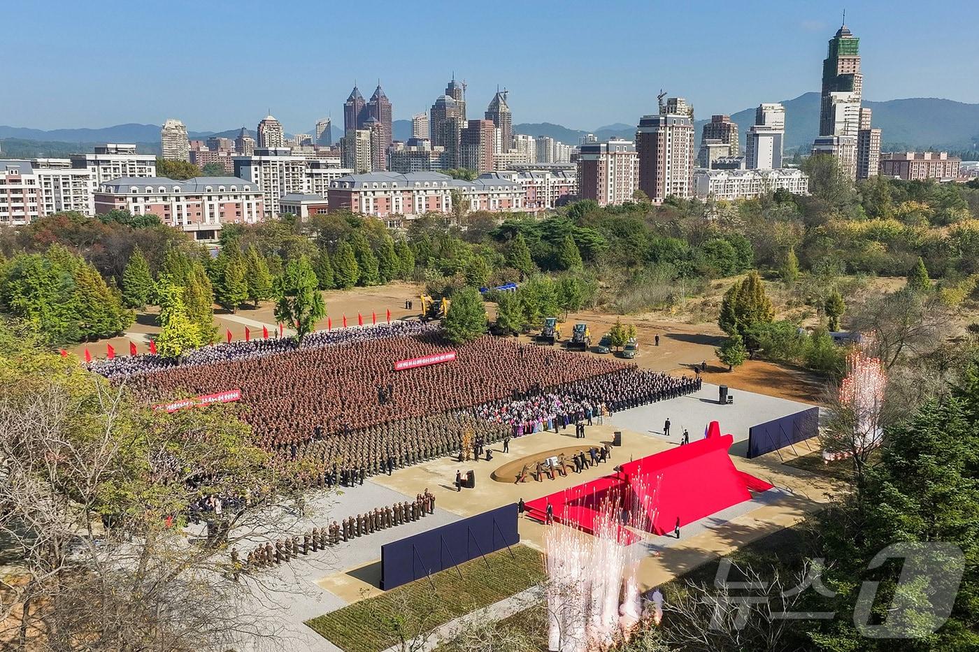 The Rodong Sinmun, the official newspaper of North Korea's Workers' Party, reported on October 24 that the groundbreaking ceremony for the Overseas Military Operations Combat Merit Memorial Hall was solemnly held in the capital Pyongyang on the previous day under the observation of Comrade Kim Jong Un / Rodong Sinmun