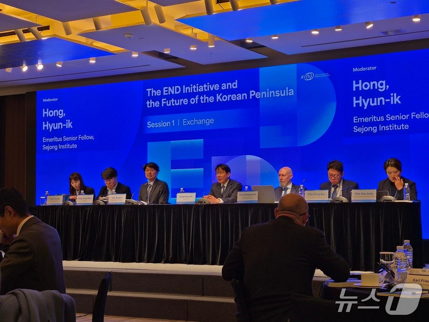 The Korea Institute for National Unification held an international conference titled, The Lee Jae-myung Administration&#39;s E·N·D Initiative and the Future of the Korean Peninsula at the Westin Chosun Hotel in Jung-gu, Seoul, on Monday / News1