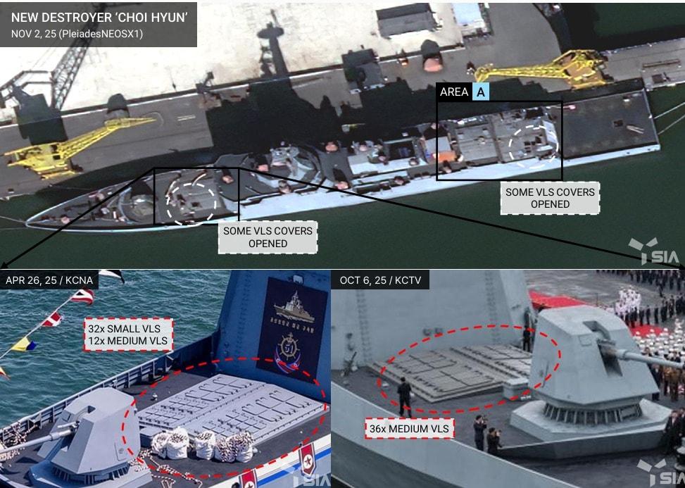 Changes have been detected in the weapon systems of North Korea&#39;s 5,000-ton destroyer, the Choe Hyon, as of the 11th / Capture from SI Analytics&#39; report