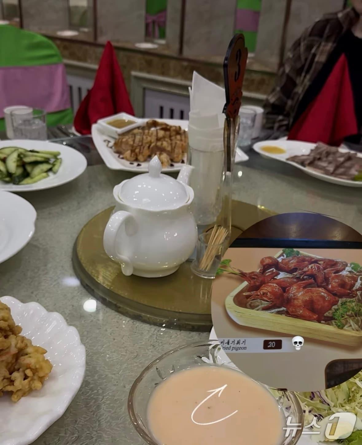 A Pyongyang restaurant revealed by a Russian Instagrammer &#40;@tataofficial&#41; who visited Pyongyang last month. The menu reportedly listed fried pigeon and various pigeon dishes / Capture from Instagram