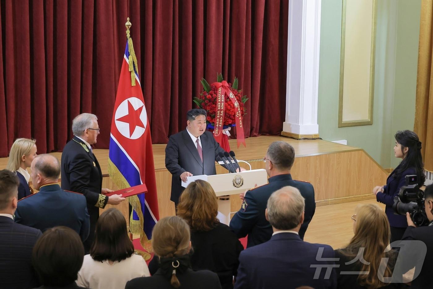 Kim Jong Un visited the Russian Embassy in Pyongyang to mark the 80th anniversary of Russia&#39;s victory in World War II &#40;Victory Day&#41;, accompanied by his daughter Kim Ju Ae, on May 9, 2025 / &lt;em&gt;Rodong Sinmun&lt;/em&gt;