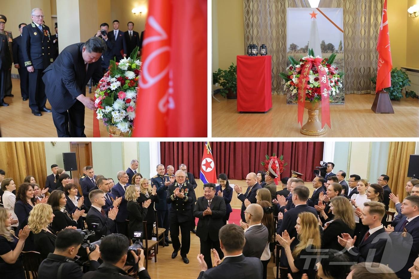 North Korean leader Kim Jong Un and his daughter Ju Ae visit the Russian Embassy in Pyongyang on May 9 to mark the 80th anniversary of Russia&#39;s Victory Day. / Rodong Sinmun