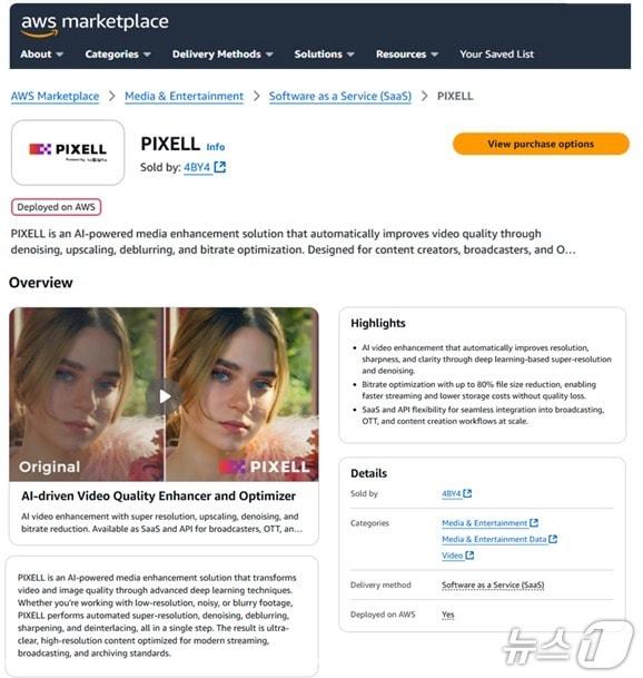 4By4 PIXELL, AWS Marketplace listing screen