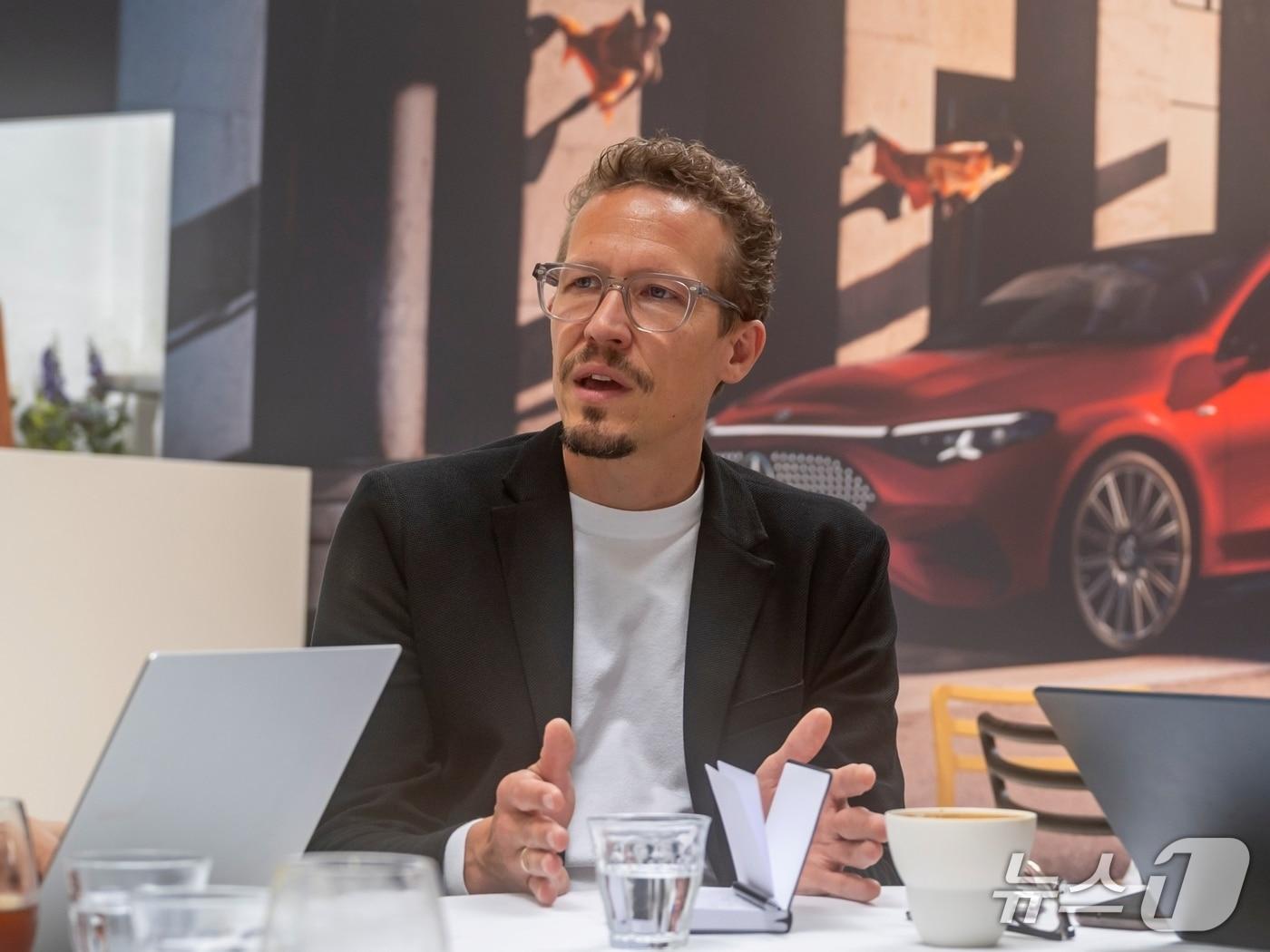 Mathias Geisen, Head of Marketing and Sales at Mercedes-Benz, speaks with South Korean media during an interview held in Copenhagen, Denmark, on June 27. / Photo courtesy of Mercedes-Benz