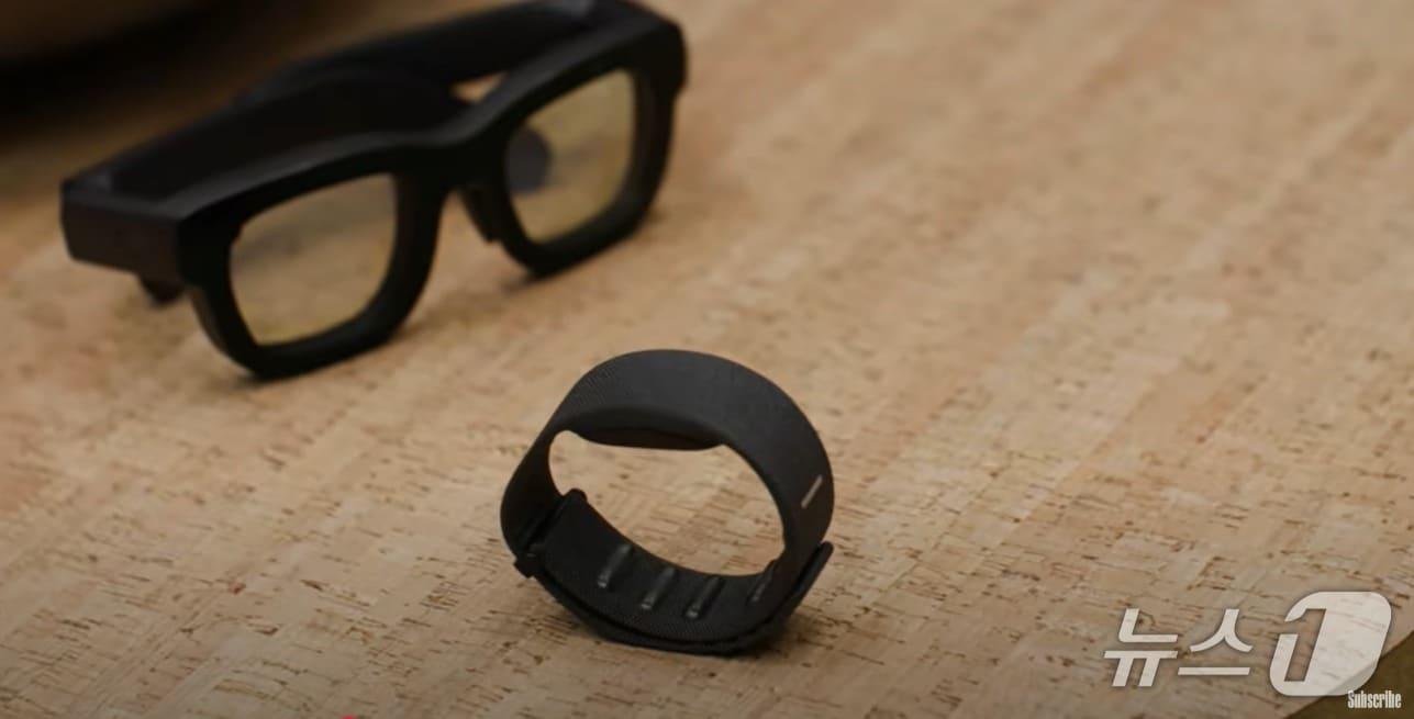 Screenshot of Meta CEO Mark Zuckerberg demonstrating AR glasses + wristband in September 2024