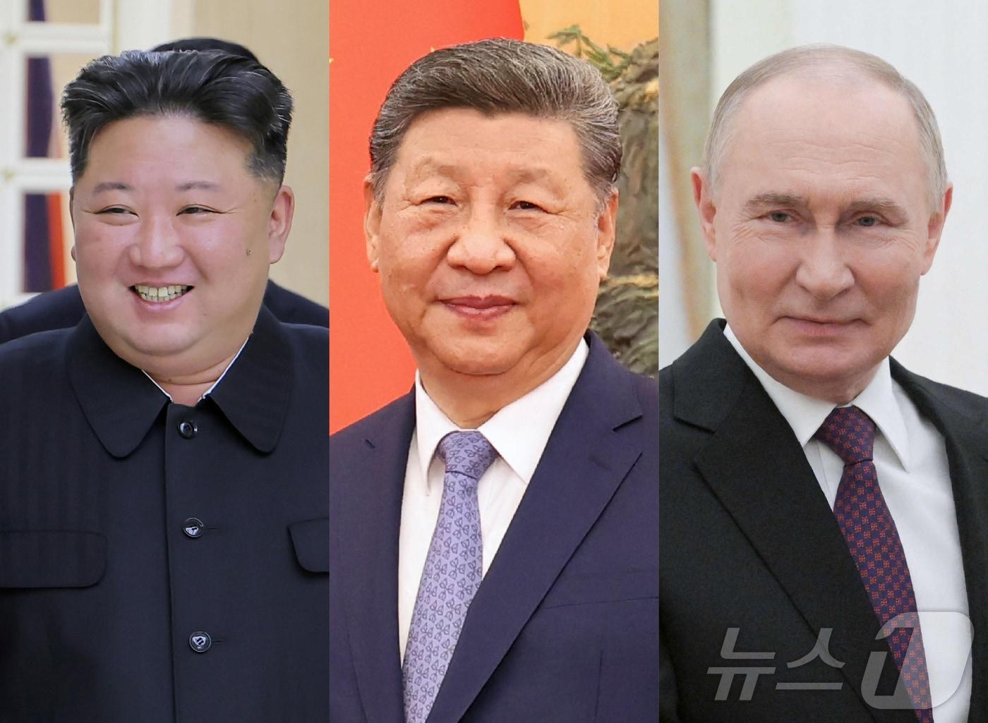 Kim Jong Un, General Secretary of the Workers' Party of Korea; Xi Jinping, President of China; Vladimir Putin, President of Russia / News1