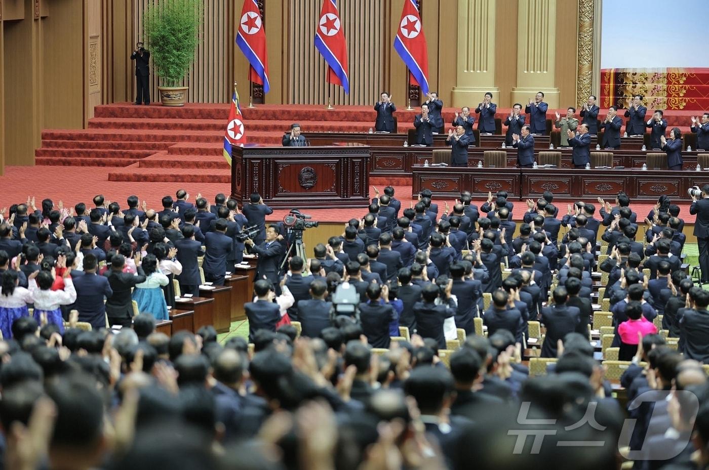 Kim Jong Un, General Secretary of North Korea's Workers' Party of Korea, speaks during the 14th session of the 13th Plenum of the Supreme People's Assembly, which took place on September 20 and 21 / Rodong Sinmun