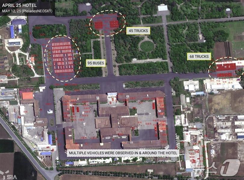 SI Analytics reported on Thursday that military parade preparations are being detected across North Korea. Photo shows the vicinity of Mirim Airfield / Capture from NK Insights