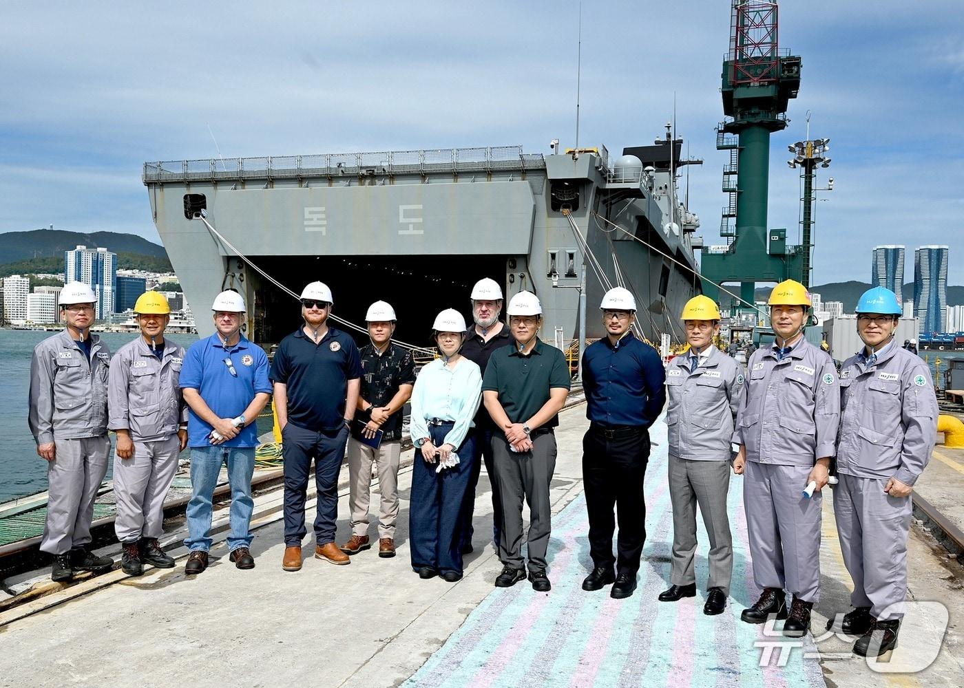 The U.S. Naval Sea Systems Command (NAVSEA) conducted an on-site inspection of HJ Shipbuilding & Construction's Yeongdo Shipyard on Tuesday / Provided by HJ Shipbuilding & Construction