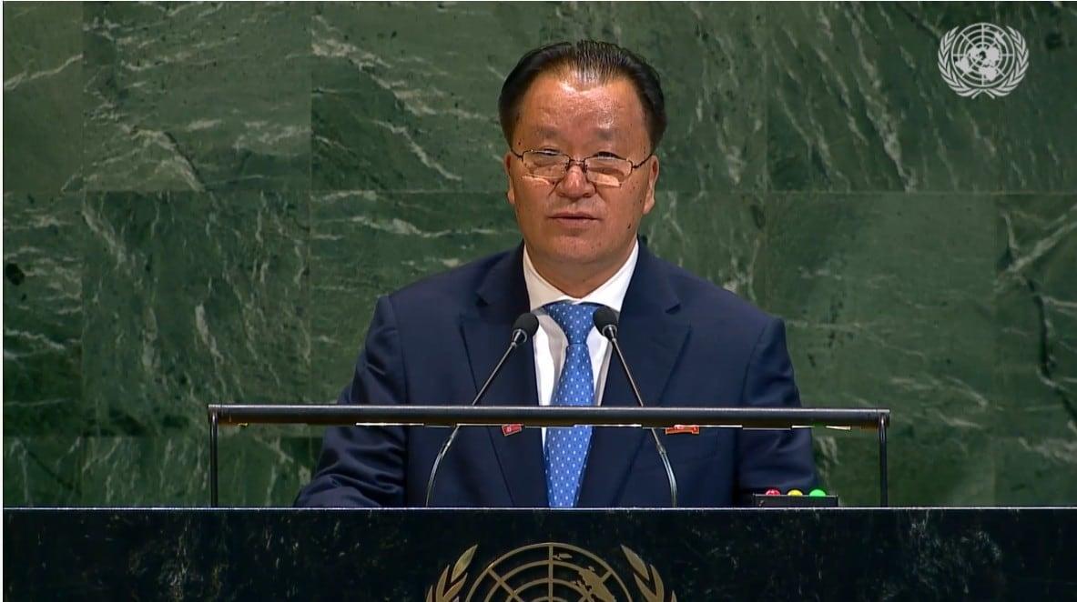 North Korea's Vice Foreign Minister Kim Sun-kyung speaks at the 80th session of the UN General Assembly / Capture from UN Web TV