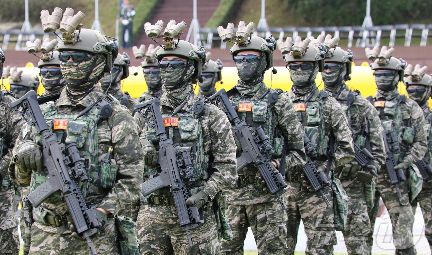 The media day event for the 77th Armed Forces Day commemoration ceremony is underway at the Gyeryongdae Parade Ground in Chungcheongnam-do on September 29, 2025. 2025.10.1. / News1