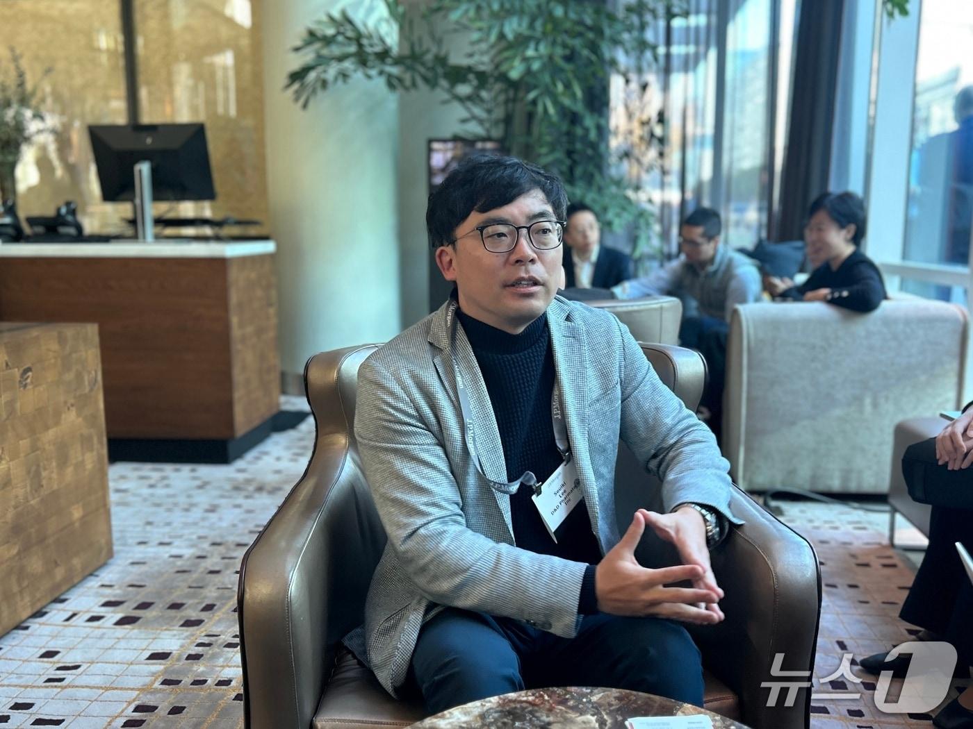 Lee Seul-ki, CEO of D&D Pharmatech, met with reporters at an undisclosed location in San Francisco, U.S. / News1