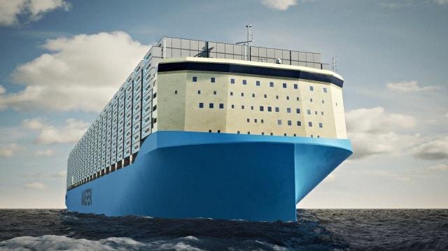 Conceptual rendering of Maersk's methanol-fueled container ship