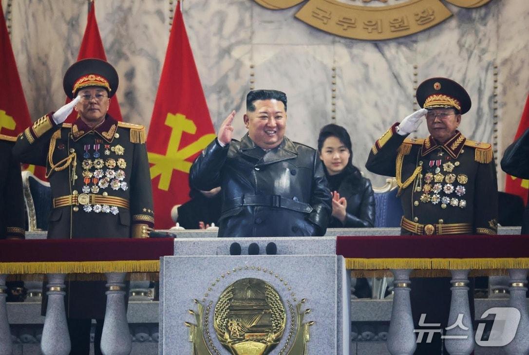 North Korea held a military parade at Kim Il-sung Square in Pyongyang on Wednesday to commemorate the closing of the 9th Workers' Party Congress. Kim Jong Un, General Secretary of the Workers' Party, and his daughter Ju-ae attended the event / Rodong Sinmun