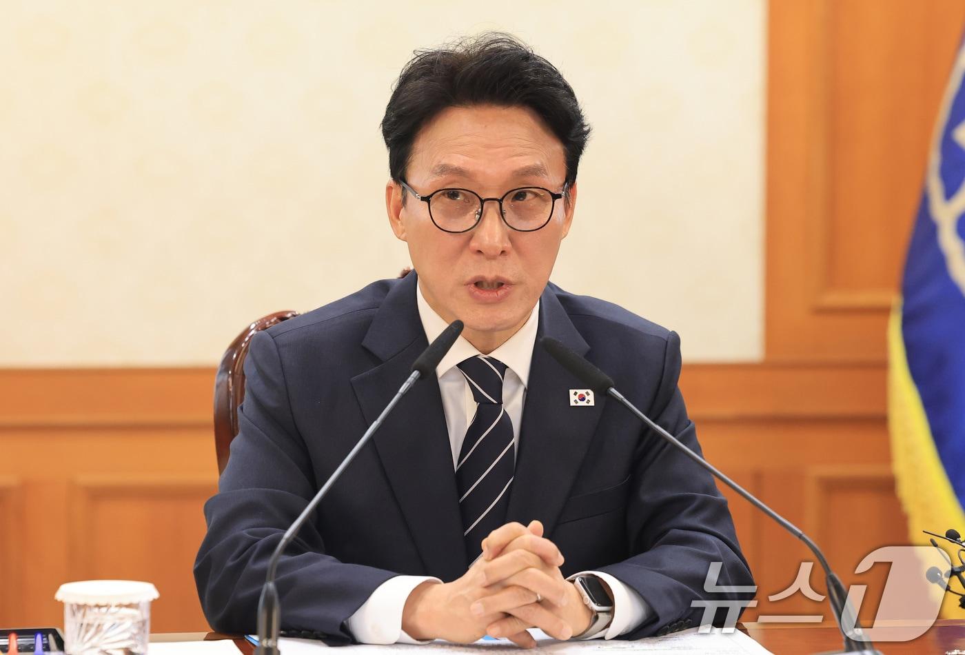 Prime Minister Kim Min-seok delivers an opening address at the kickoff meeting of the Saemangeum and Jeonbuk Grand Innovation Task Force held at the Seoul Government Complex in Jongno-gu, Seoul, on Wednesday 2026.3.11 / News1