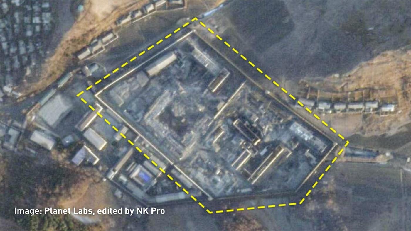 Photograph showing the complete demolition work inside the Gaecheon Prison compound, captured by a Planet Labs satellite on February 18 / Captuer from NK News website