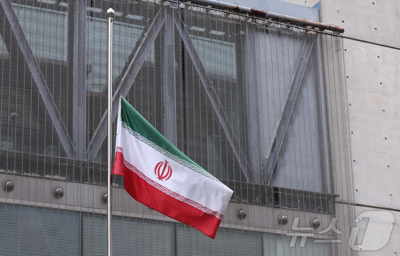 On Monday, a flag at half-mast is displayed at the Embassy of the Islamic Republic of Iran in Yongsan-gu, Seoul 2026.3.2 / News1