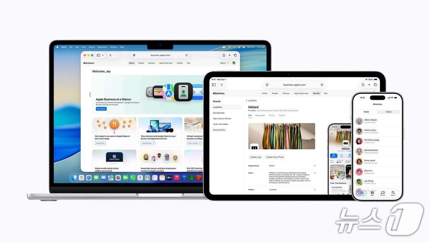 Apple announced on Wednesday that it will launch Apple Business, an all-in-one business platform that combines device management, collaboration tools, and customer engagement features 2026.03.25 / News1 (Provided by Apple)