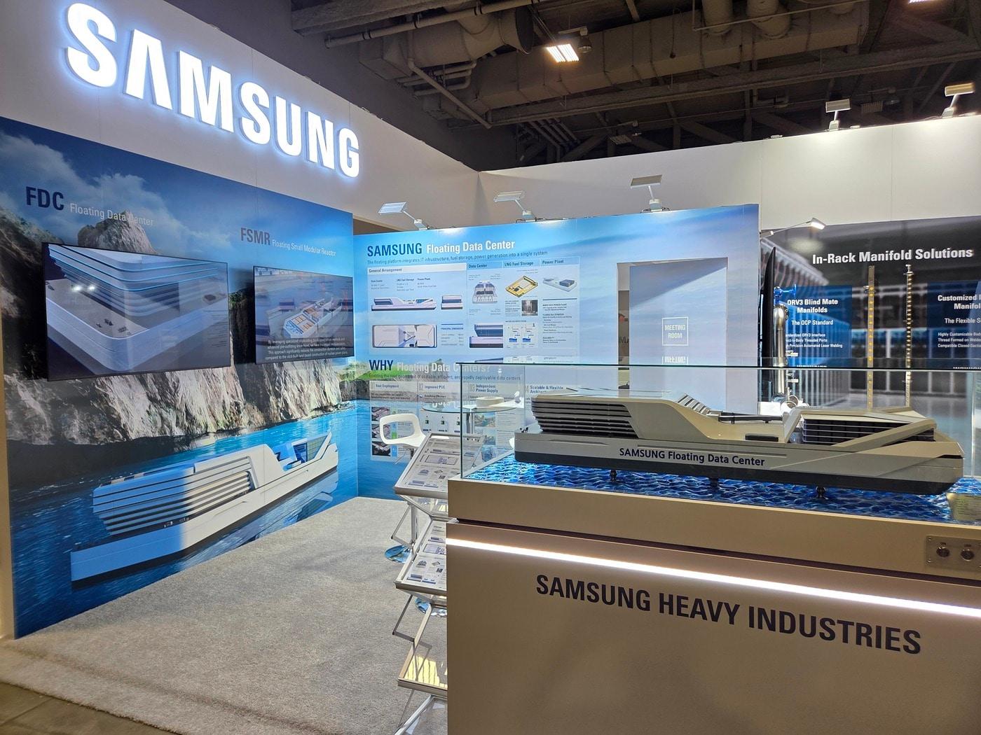 A model of Samsung Heavy Industries’ FDC displayed at the Data Center World exhibition booth. / Courtesy of Samsung Heavy Industries