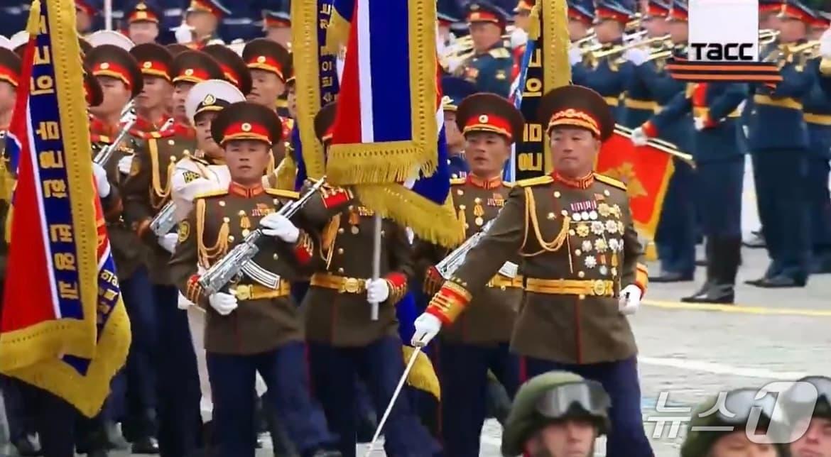 North Korean troops march during Russia’s Victory Day military parade on May 9. / Courtesy of Russian state media outlet TASS’ X account
